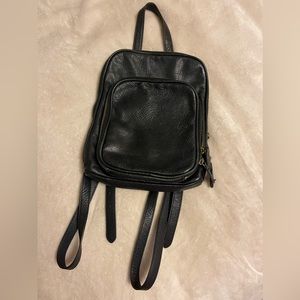 Margot backpack purse in black with gold accents